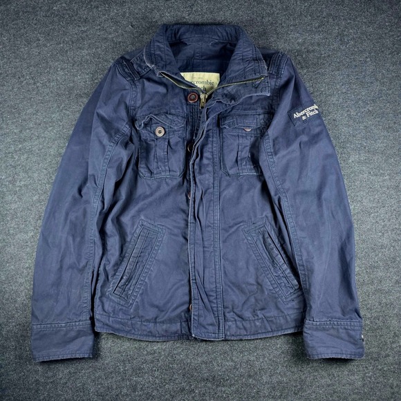 Abercrombie Men's Navy Button Front Utility Field Jacket Casual Size S